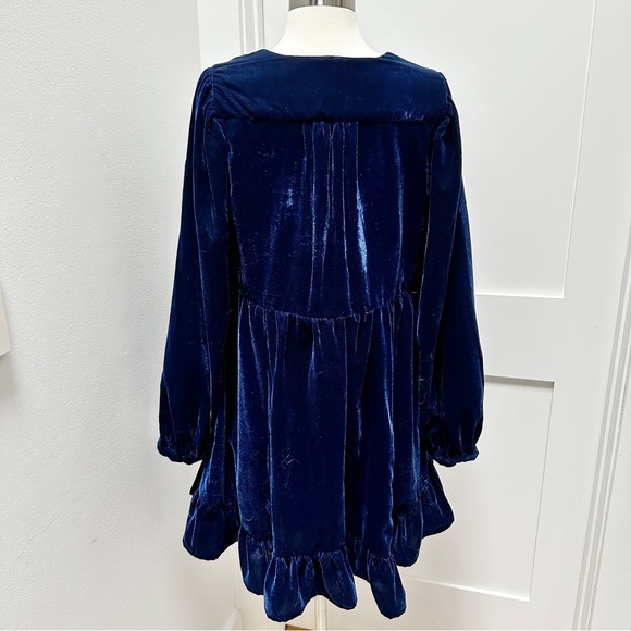 FREE PEOPLE Estella Velvet Mini Dress in Navy Blue - Picture 9 of 13
